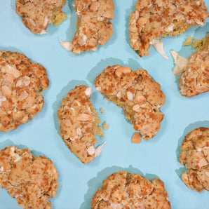 Almond Croissant New York Cookie by Crumbs & Doilies with flaked almonds and gooey white chocolate chunks